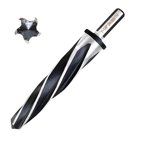 DKIBBITH 1-1/8" Bridge Construction Reamer Drill Bit, M2 HSS Taper Chucking Reamer for Steel Alloy Metal Wood Plastic, 1/2" Non-Slip Shank, 5-Spiral Flutes Car Reamer, to Align or Enlarge Holes, 28mm