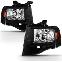 ACANII - For 2007-2014 Ford Expedition Black Housing Headlights Headlamps Replacement Pair Set Driver + Passenger Side