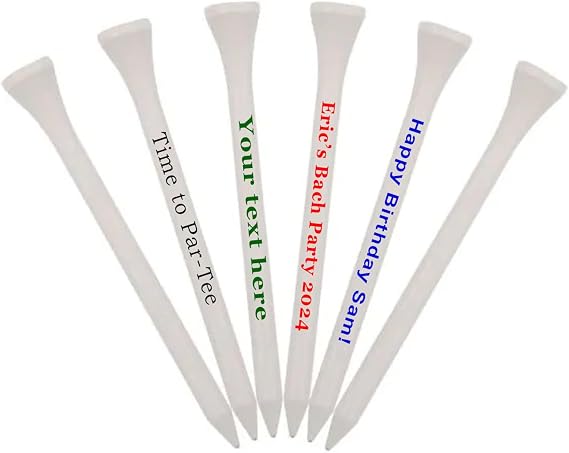 50-Count White Golf Tees with Personalized 2 3/4" Imprint for Your Signature Swing