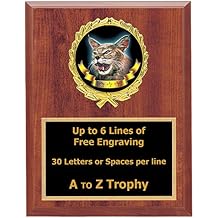 Trophies Bobcat Plaque Awards 7x9 Wood Mascot Trophy School Sports Free Engraving