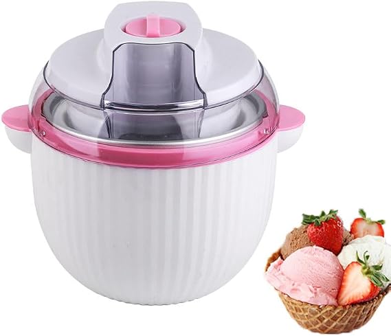 Soft Serve Ice Cream Maker Machine - Homemade Gelato & Sorbet Maker, Quick Frozen Yoghurt Maker, Fresh Creamy Ice Cream in 40 Min, Perfect for Family Desserts, Pink