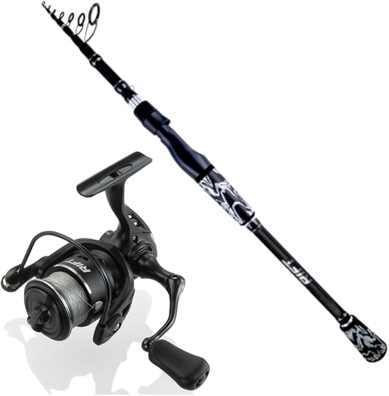 RIFT Venture Telescopic Spinning Rod (Medium Heavy) and Loaded Chasm Spinning Reel Bundle (3000/20lb Braid)
