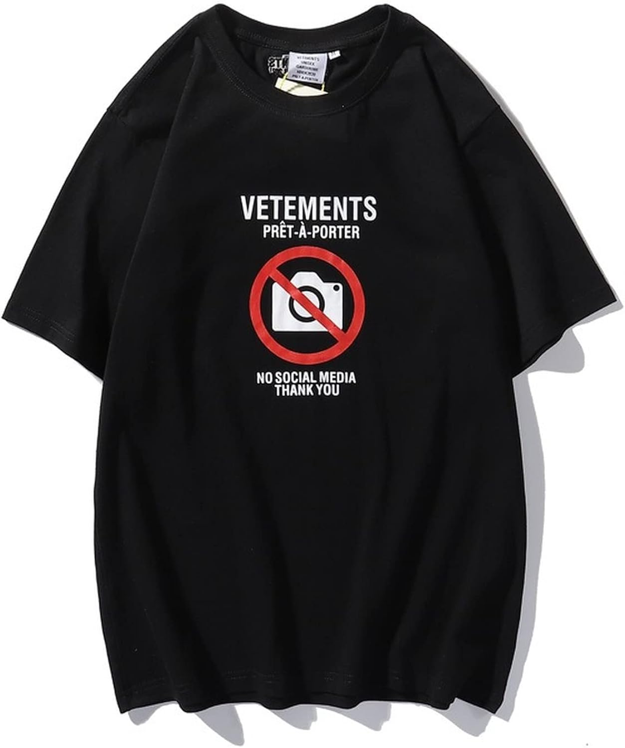 JNTTIQ Vetements Mens Crewneck Short Sleeve T-Shirts Novelty Graphic Print T Shirts Streetwear Hip Hop Tide Tees Top Clothing