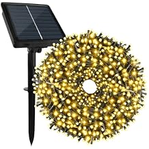 Tcamp 66ft 200 LED Solar Christmas Lights Outdoor Waterproof, 8 Modes Solar Powered Fairy String Lights for Christmas Tree Wedding Party Holiday Outdoor Indoor Decor (Warm White)