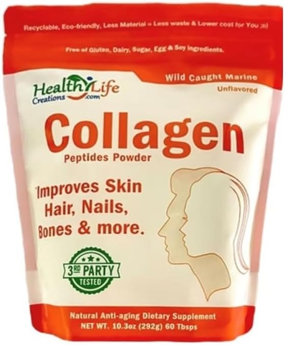 Marine Collagen Peptides Powder (Wild Caught) 10.3 oz - Unflavored, Quick Dissolving - Anti-Aging, Heal Gut & Joints - Sugar Free, Gluten Free, Non-GMO