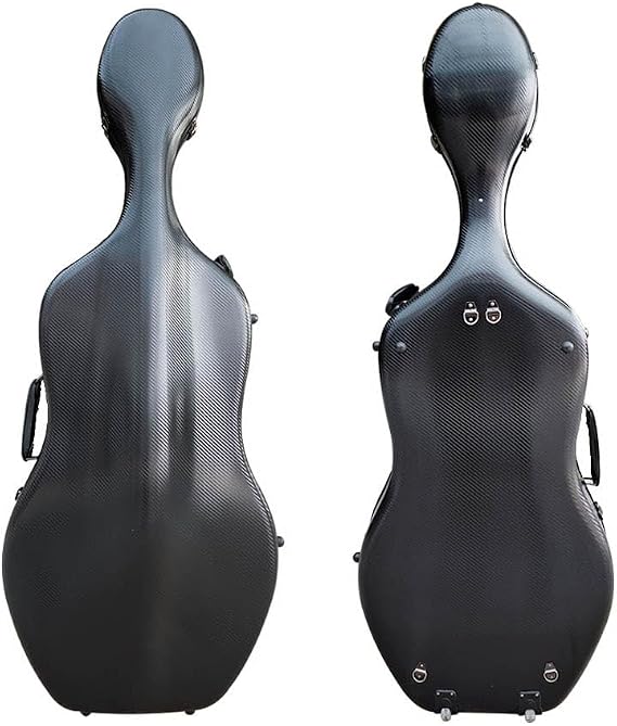 Vetimobato Ultra-Lightweight Braided Carbon Fiber Cello Case 4/4 Full Size Hard Shell with Wheels,Backpack Straps,Bow Holders ca. 3.6kg (Black)