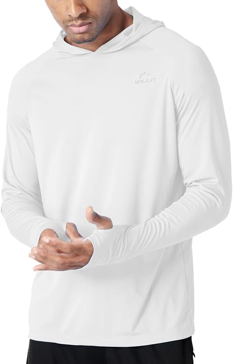 Willit Men's UPF 50+ Sun Protection Hoodie Lightweight Long Sleeve Fishing Shirt Loose Fit Swim Rash Guard