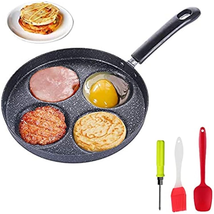 Lchkrep Four-cup egg pan, medical stone non-stick frying pan, Multi Egg Frying Pan, Compatible with all heat sources 3-inch eggs