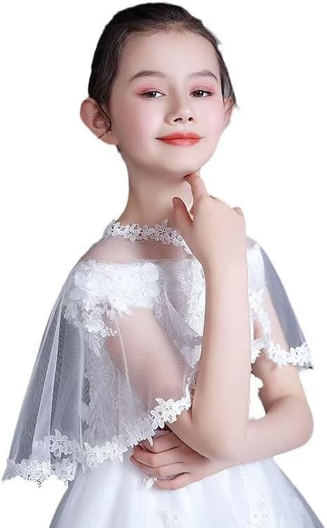 Girls Lace Flower Girl Bolero Shrugs Shawl Wrap Kids Spring Summer Party Dress Cover Up