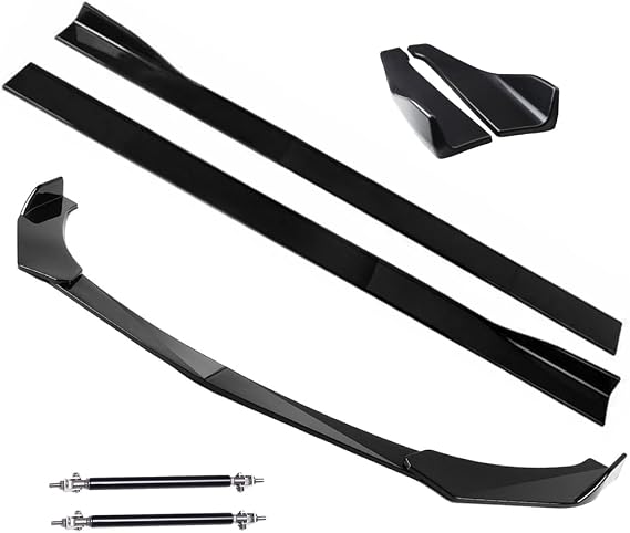 Universal Car Front Bumper Lip Spoiler Body Kits + 2M / 86.6" Side Skirt Extension Rocker Panel Body Kit + 48CM Car Auto Rear Bumper Lip Diffuser