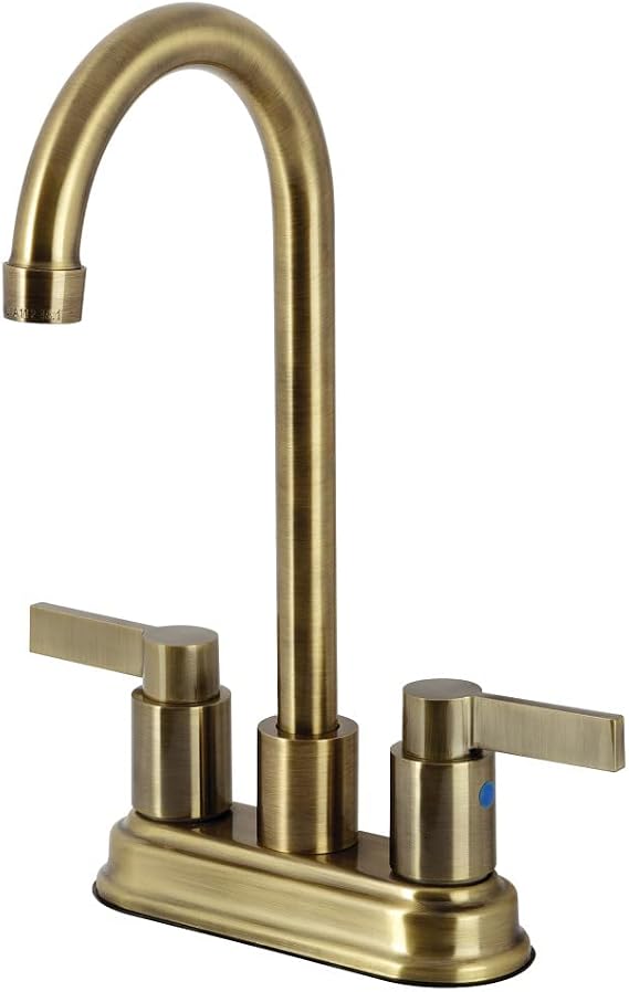 Kingston Brass KB8493NDL NuvoFusion Bar Bataryası, Antik Pirinç