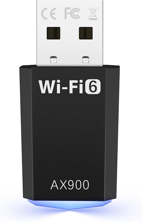 WiFi Adapter for Desktop PC, AX900 USB WiFi 6 Adapter with 5GHz/2.4GHz Dual Band, WiFi Dongle Wireless WiFi Adapter for Supports Windows 10/11, WiFi 6 USB Adapter for PC/Desktop/Laptop