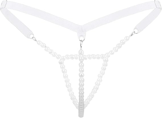 Women Sexy Opening Crotch Panties Female Lingerie Sexy Underwear with Pearls G-String