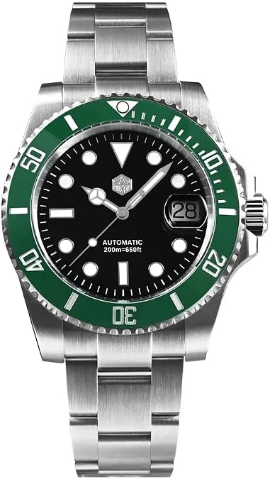 San Martin Men Watch SN0017G-E, 40 mm 20 Bar Diver Watch ST2130 Automatic Mechanical Luxury Diving Waterproof Wrist Watch