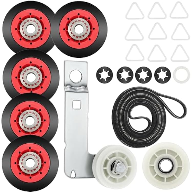 4392067 Dryer Repair Kit5 Wheels&W10837240 Dryer Idler Pulley Compatible for Ken-more,May-tag Elite Dryers,Includes WPW10314173 Drum Roller,661570v Dryer Belt,279640 Idler Pulley by MIFLUS