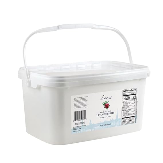 Lars Own Wild Swedish Lingonberries, 13.2lb Rectangle Pail (Pack of 2)