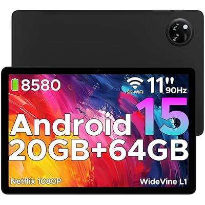 Tab A9 11 inch Tablet with 90Hz,8580mAh,20GB64GB2TB Octa Core Android Tablet,7.9mm Ultra Thin Gaming Tablets,13MP5MP,Dual Speakers,Bluetooth 5.0,Face ID,5G WiFi,FM,Widevine L1,GPS,Black