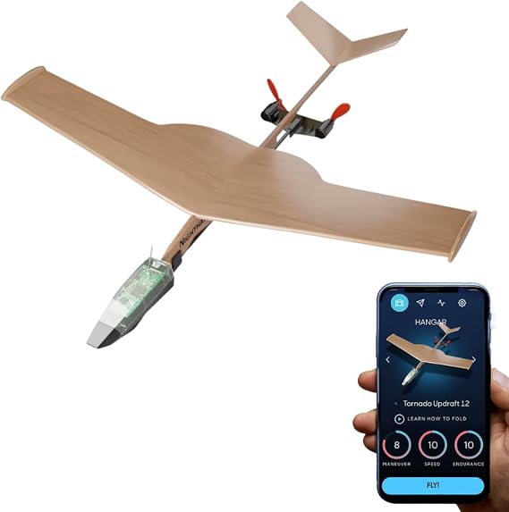 POWERUP 4.0 Balsa Paper Airplane Kit Smartphone Controlled RC Paper Motor
