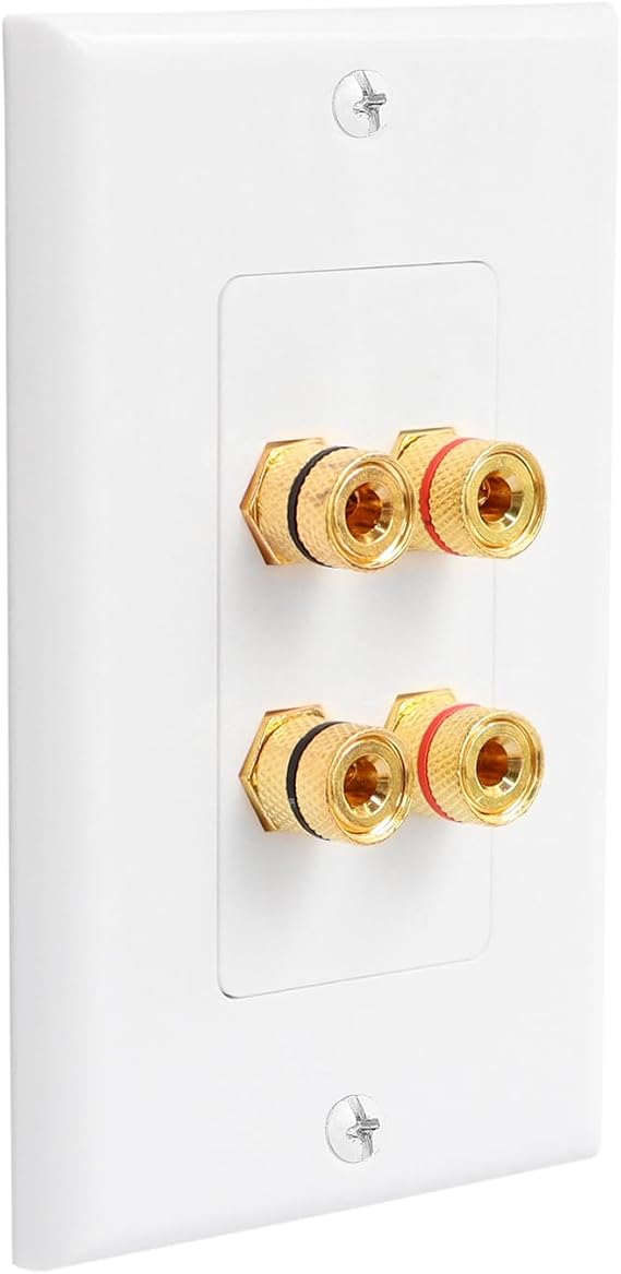 Speaker Wall Plate Banana Plug Wall Plates Speaker Wire Plate (1, 4-Port)