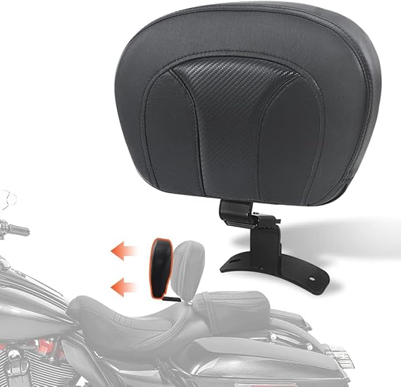 FOVPLUE Rider Backrest fits for Harley Touring CVO Road Glide Road King | Black Adjustable Driver Backrest Pad Kits for Electra Glide Street Glide FLHR FLTRX FLHX FLHT 2009-2026