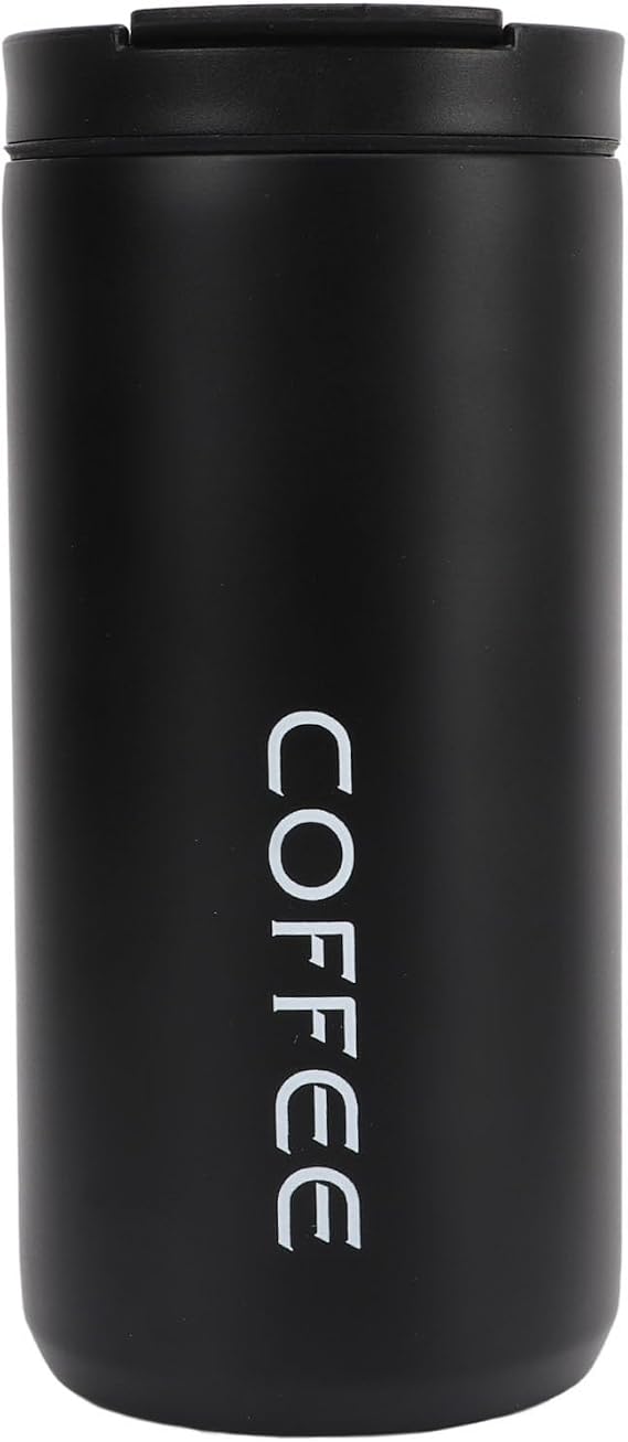 Insulated Coffee Mug Coffee Cup 400ml Vacuum Stainless Steel Simple Stylish Portable Insulated Water Cup(black)