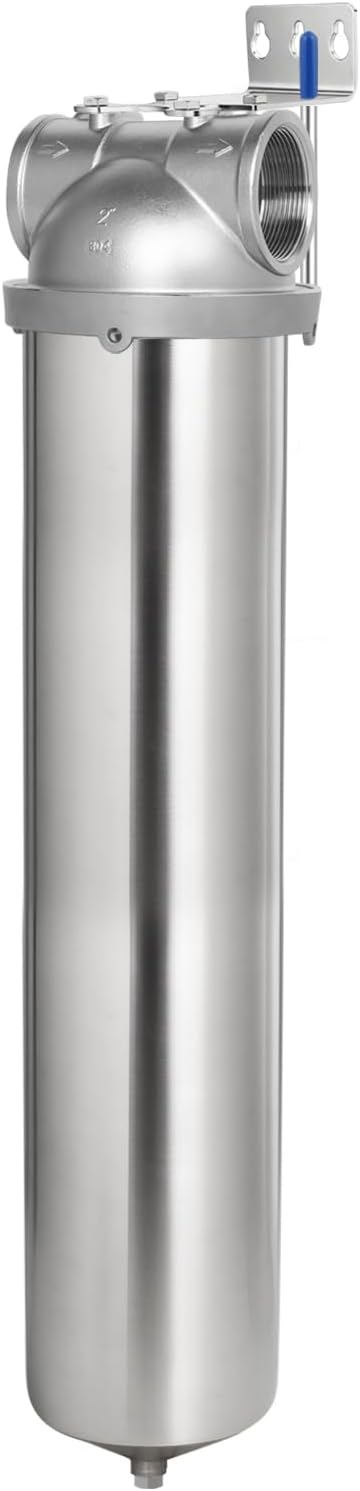 NSF/ANSI 42 Certification Big+ Stainless Steel Filter Housing for 20Length,4.5"OD Filter Cartridge, Drain Valve Style C (Square Head)