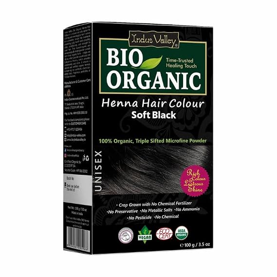 INDUS VALLEY 100% Organic Henna Hair Color (Soft Black)