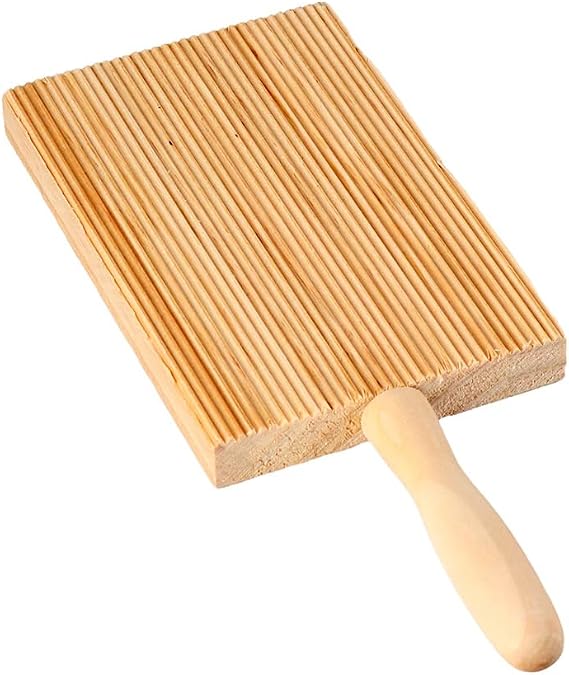 Pokinge Wooden Gnocchi Boards, Quick Butter Paddles Rolling Dough Board, 8.5 inch Kitchen Spaghetti Noodles Roller Board Pasta Making Tools for Home