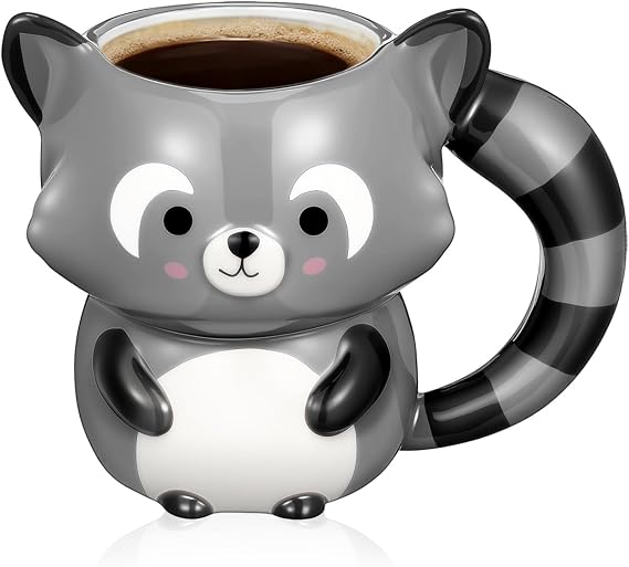 Hemoton Ceramic Raccoon Coffee Mug Grey Animal Mug
