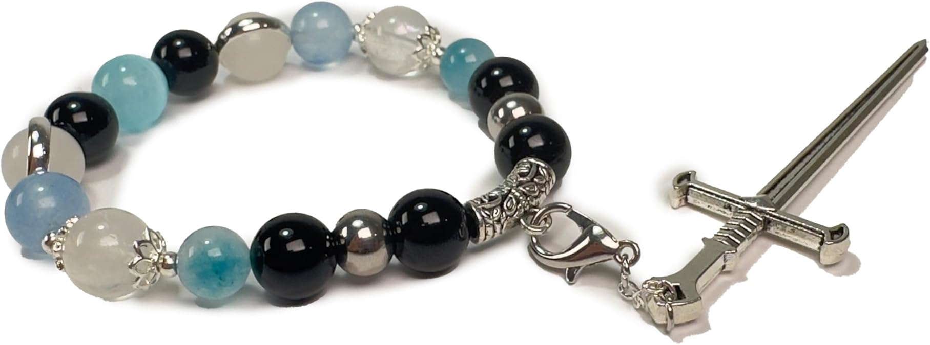 Demon Bracelet Tokito Muichiro Handmade Gemstone Beaded SlayerBracelet With Removable Sword