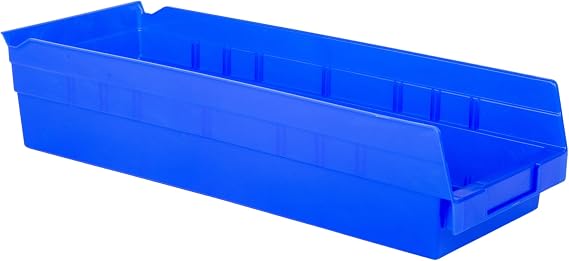 18" x 6" x 4" Plastic Nesting Storage 18 Shelf Bin, Blue