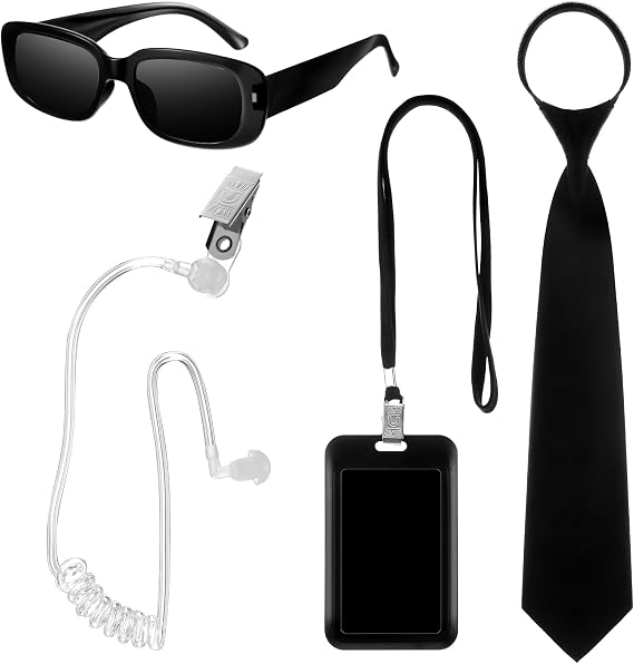 Toulite 4 Pcs Agent Costume Accessory Kit Security Guard Accessories Black