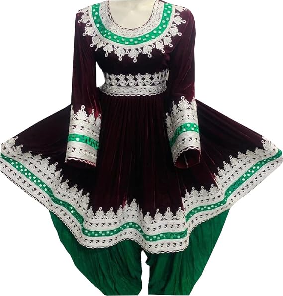 Afghan Kuchi Handmade three pieces charma Dozi embroidered Dress