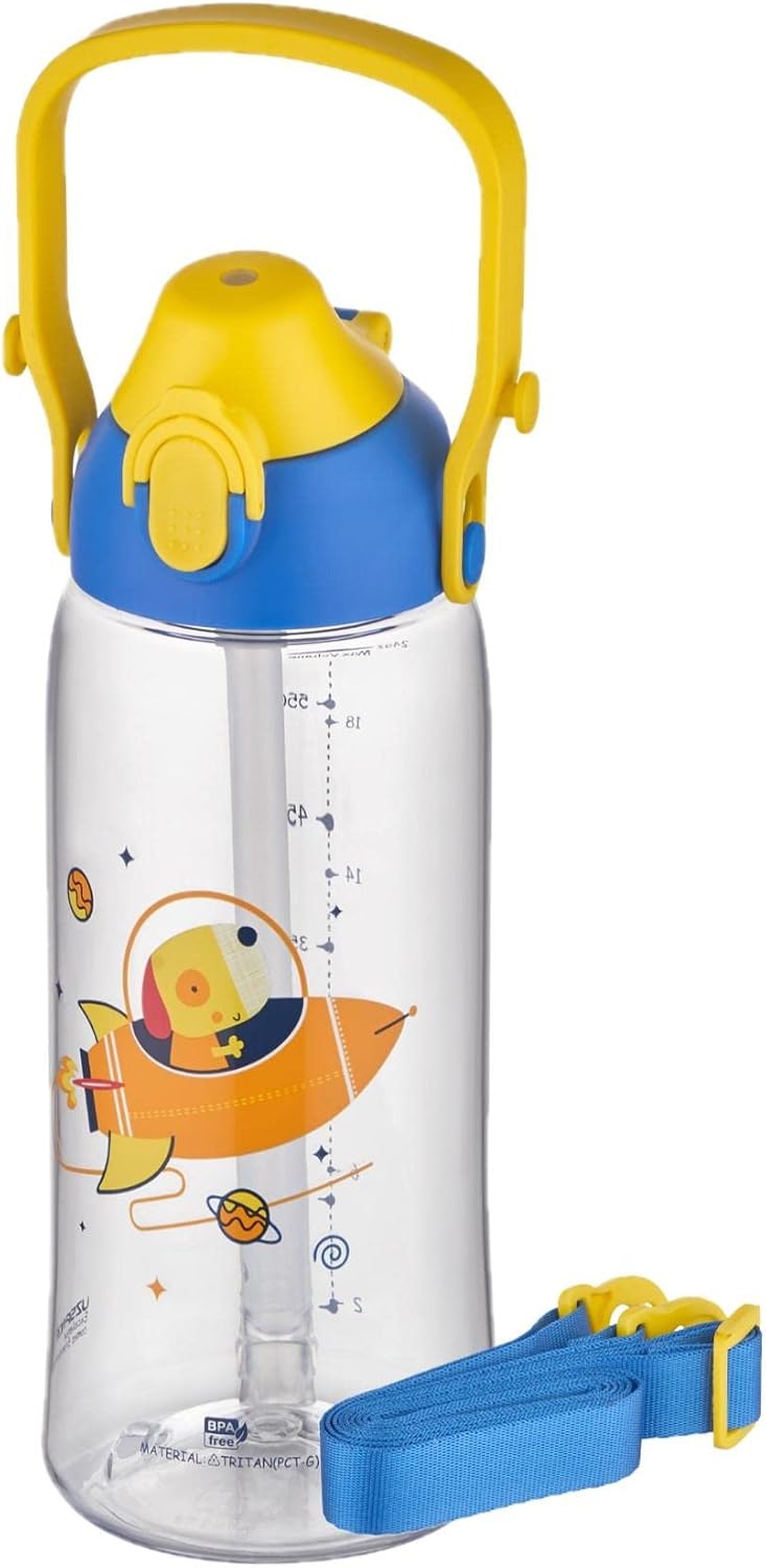 Uzspace 730ml Tritan Single Cover Double Use Tritan Children's Water Mat with Pipette/Strawless Hanger Apparatus