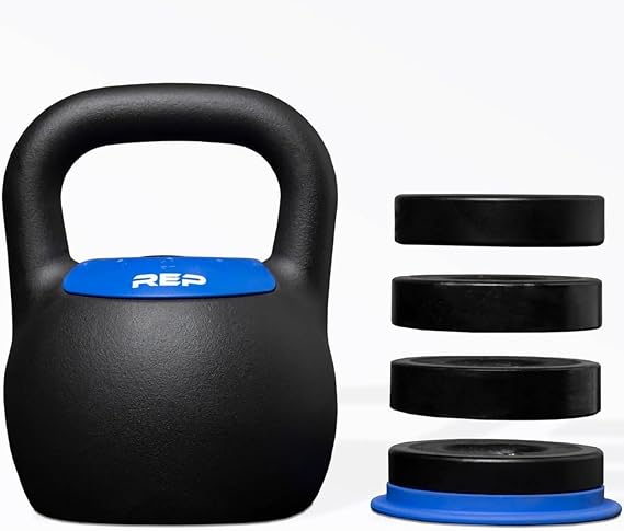 Rep Fitness Adjustable Kettlebell | Weight Set for Home Gym | Strength Training Equipment for Men & Women | Compact Steel Bell with Ergonomic Handle | 2040 lb (918 kg) Variable Options