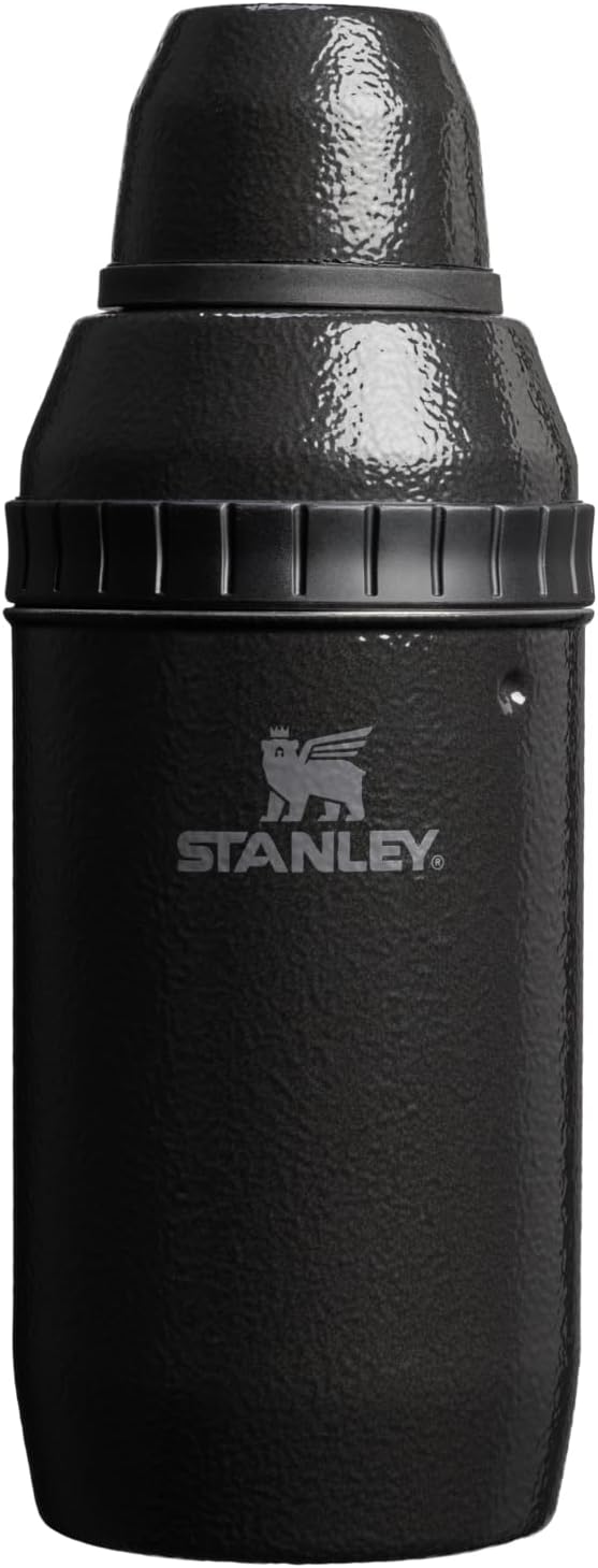 Stanley Happy Hour Cocktail Shaker Set 20 oz | Bartender Kit for Camping and Travel | Cocktail Drink Mixing Set with 2 Cups | Insulated Stainless Steel | BPA-Free | Hammertone Black