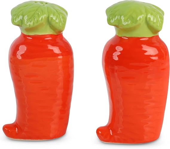 Novelty Ceramic Vegetable Salt and Pepper Shakers Set - Carrot