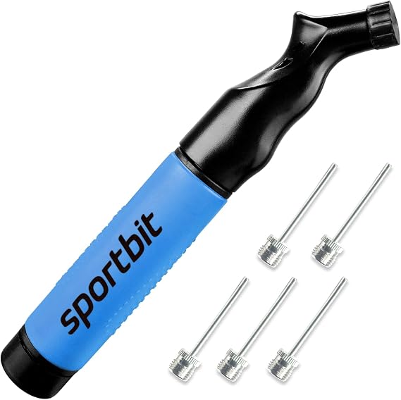 SPORTBIT Ball Pump for Sports Balls - Push & Pull Inflating System - Hand Pump for Exercise Balls - Volleyball Pump, Basketball Inflator, Ball Air Pump - Goes with 5 Needles Set