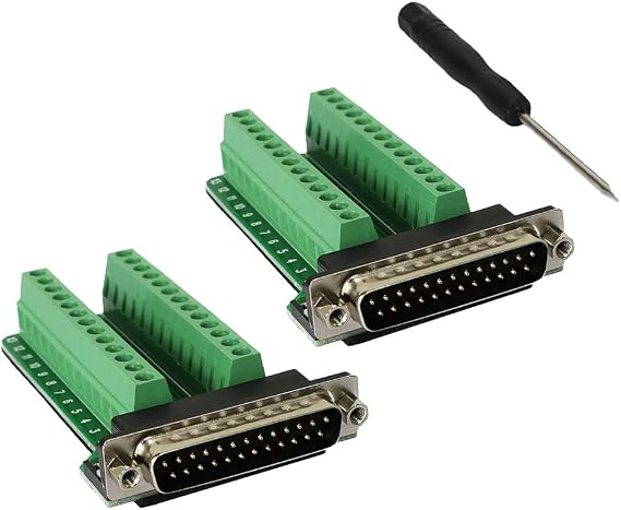 TwinkleBay DB25 Breakout Connector D-sub Breakout 25 Pin Connector Male with Nut (Pack of 2)