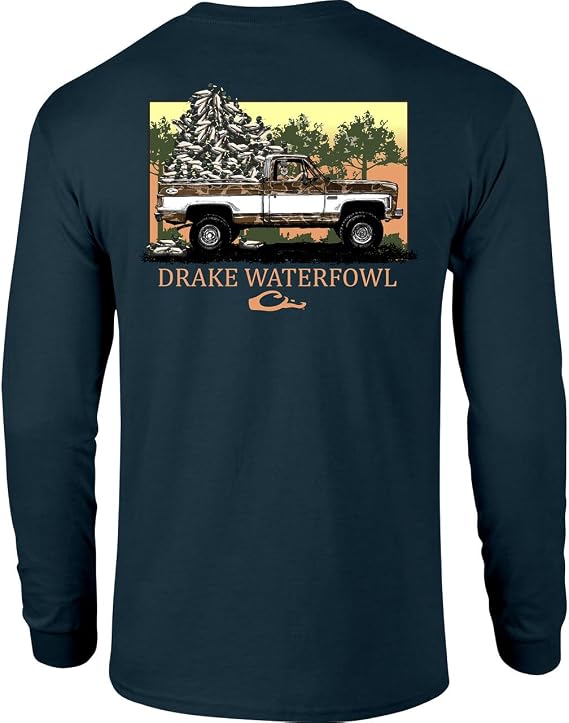 Drake Waterfowl Men's Decoy Overload Long Sleeve Pocket Tee, Lightweight Cotton Blend