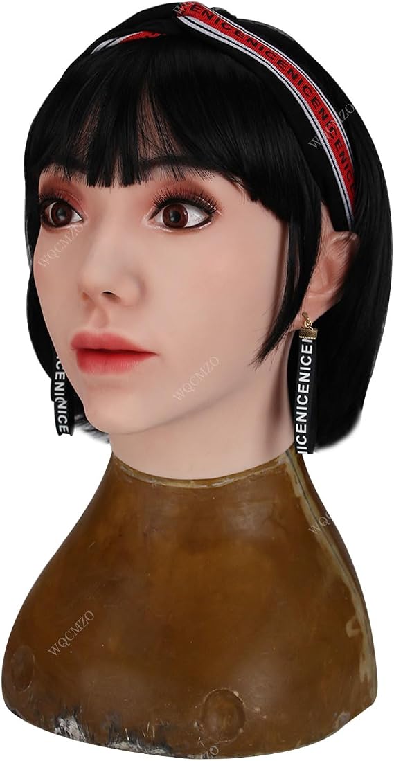 Silicone Head Mask Realistic Female Mask Handmade Face Friendly Beauty Mask for Performers Pranksters Cosplayers