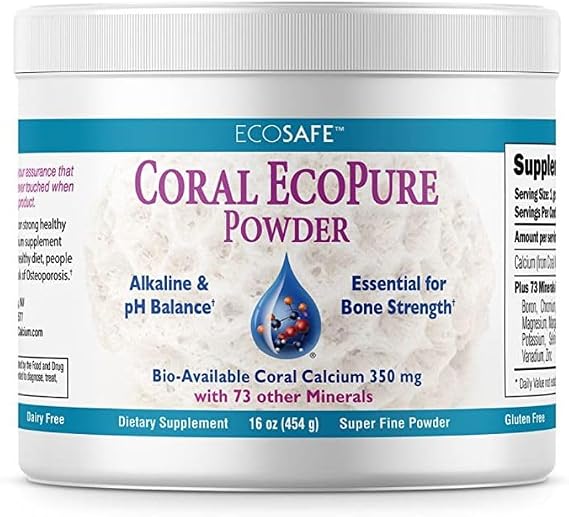 Coral Calcium Powder, Ecopure Calcium Supplement, 16 Ounces