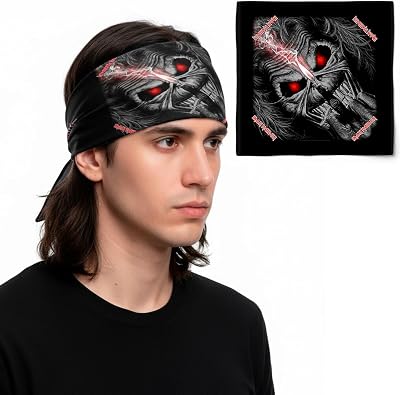 Iron Maiden Bandana Eddie Candle Finger Logo Official Black 21In X 21In Size One Size
