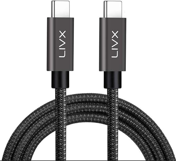 LivX Solid 100W 5A PD2.0 Type C to Type C Hızlı Şarj ve Data Kablosu 2 Metre Halat Örgülü Space Gray LVA-TCT