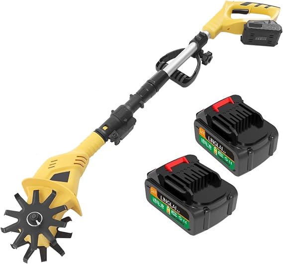 Cordless Electric Garden Tiller Cultivator, Lightweight Rototiller for Gardening,7.8-Inch Tilling Width,5-Inch Depth for Soil Preparation, Weeding,