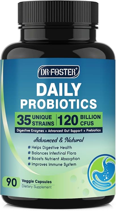 DRFOSTER Probiotics for Women & Men, 120 Billion CFU, 90 Veggie Capsules