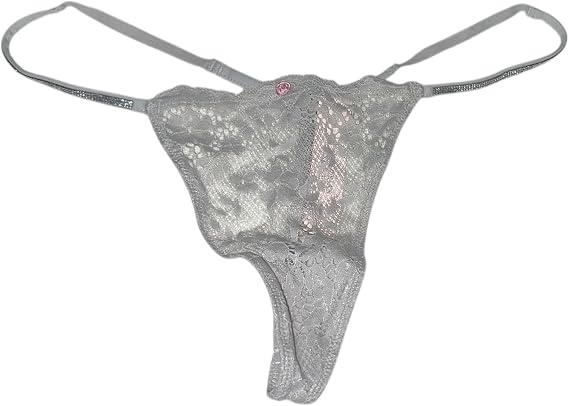 Victoria's Secret Rhinestones Twinkle Strap Lace V-String Panty Color Gray New (US, Alpha, X-Large, Regular, Regular, Gray/Silver Pearl)