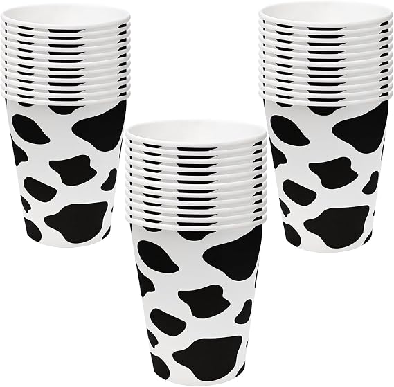 Cow Cups Cow Print Paper Cups Cowgirl Cups Cow Party Favors Farm Birthday Party Supplies Cowgirl Baby Shower Decorations (30)