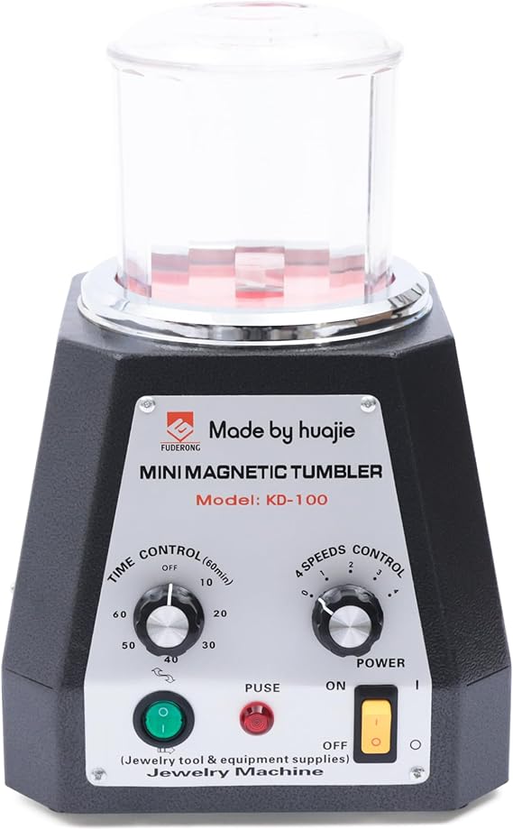 Polisher TBVECHI Magnetic Tumbler 100mm Polisher&Finisher Acrylic Bowl 4 Speeds Control Durable Magnetic machine jewelry gold tool