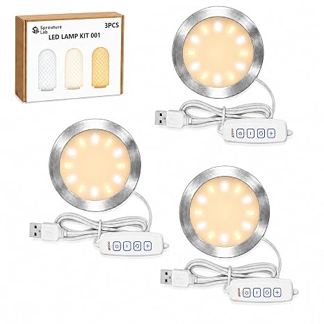 3PCS LED Lamp Kit 001 for Bambu Lab H2D/A1/A1mini/P1S/P1P, Makerworld & Anycubic 3D Printer DIY Lighting, Three Color Modes 3000K/4000K/6000K, 5V USB Powered, Model Printing Accessory